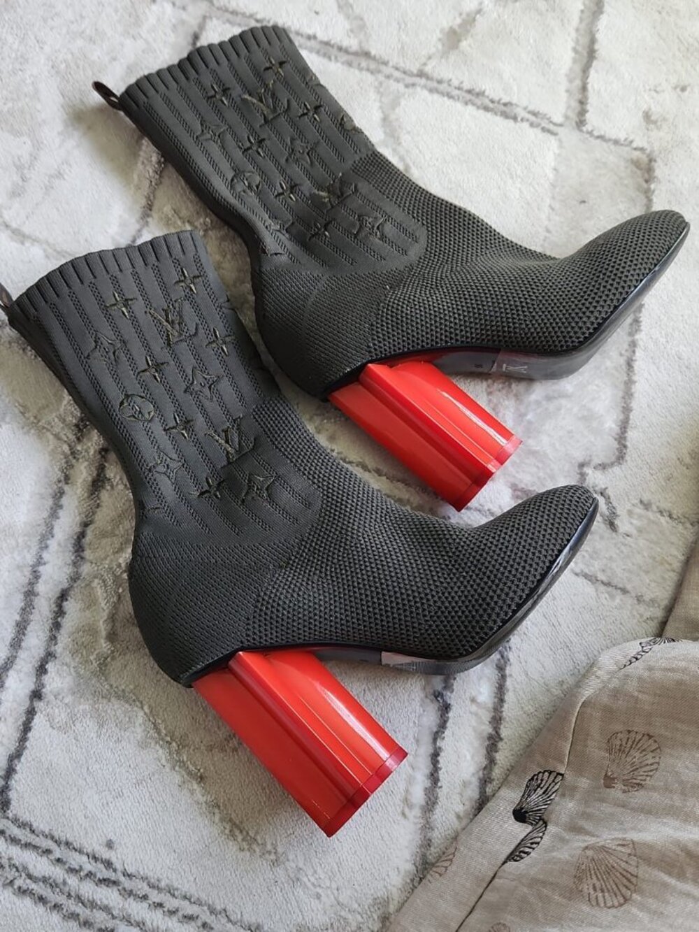 Louis Vuitton Silhouette Monogram Knit Boots — Khaki/Green